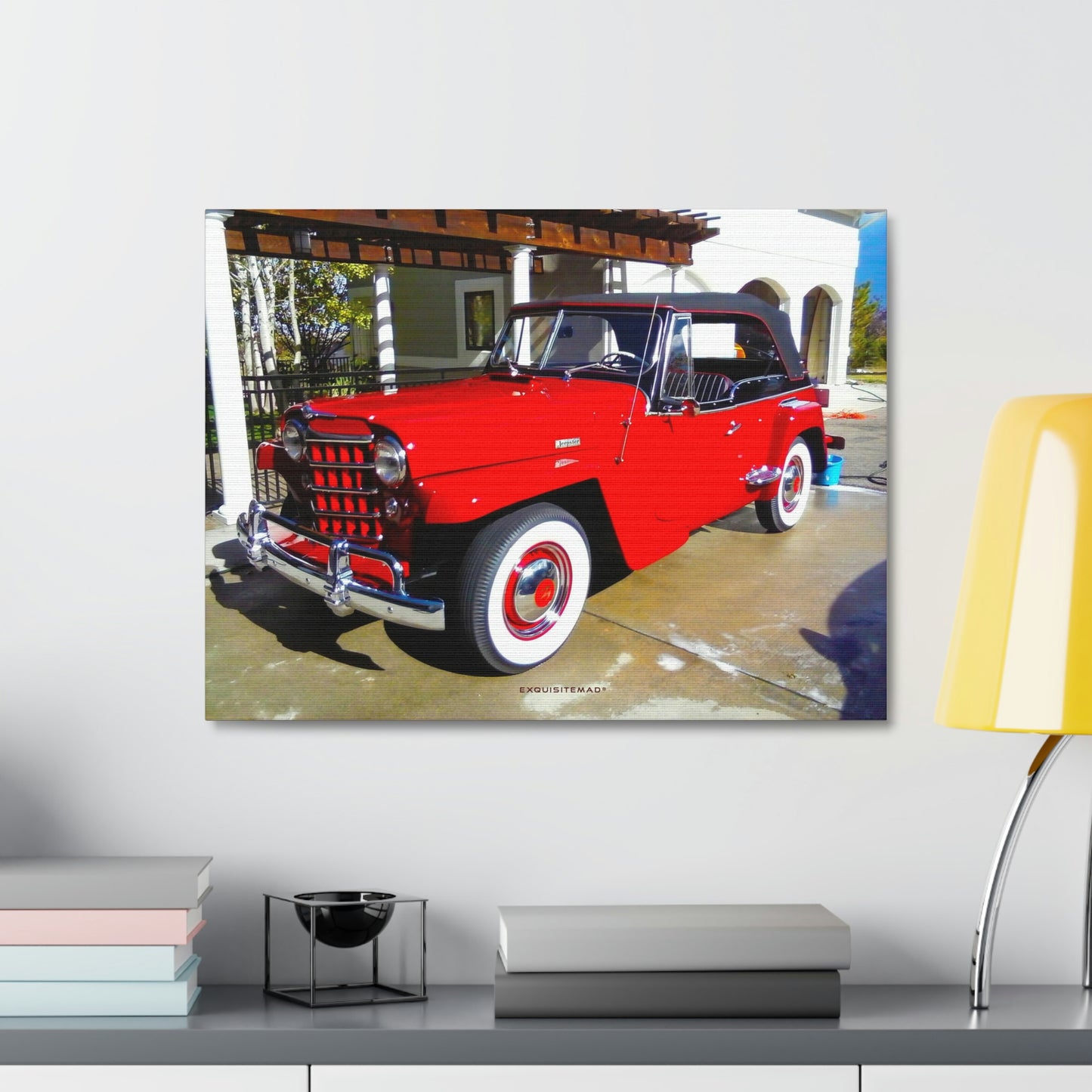 EXQUISITEMAD Classic Vintage Jeepster Satin Canvas, Stretched