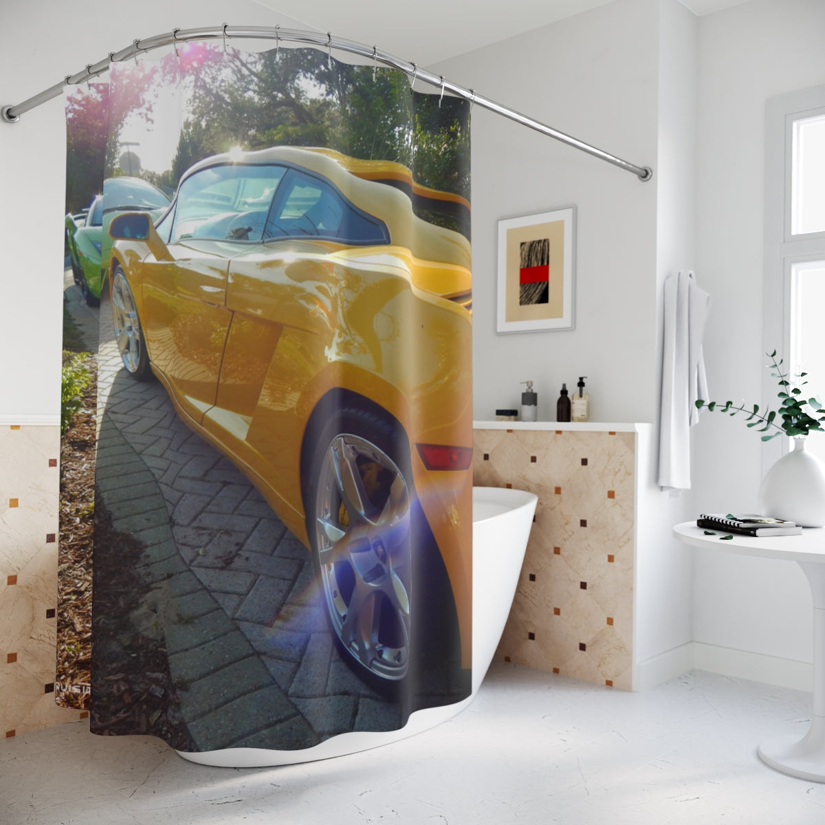 EXQUISITEMAD  Lemon & Lime Polyester Shower Curtain