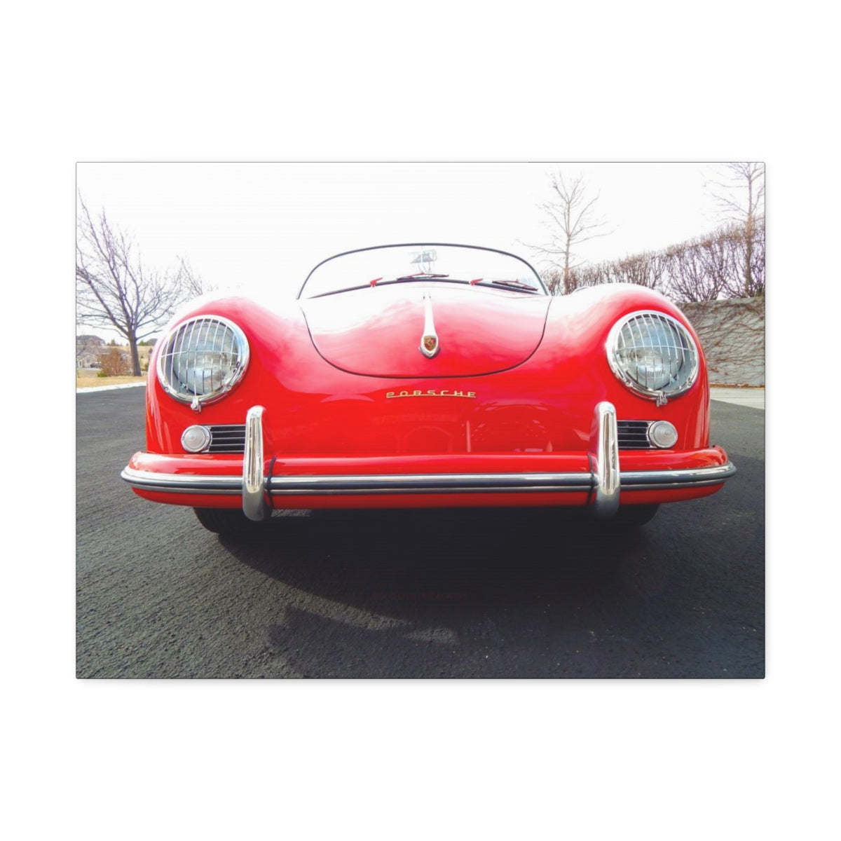 EXQUISITEMAD Classic Antique Porsche Speedster Satin Canvas, Stretched