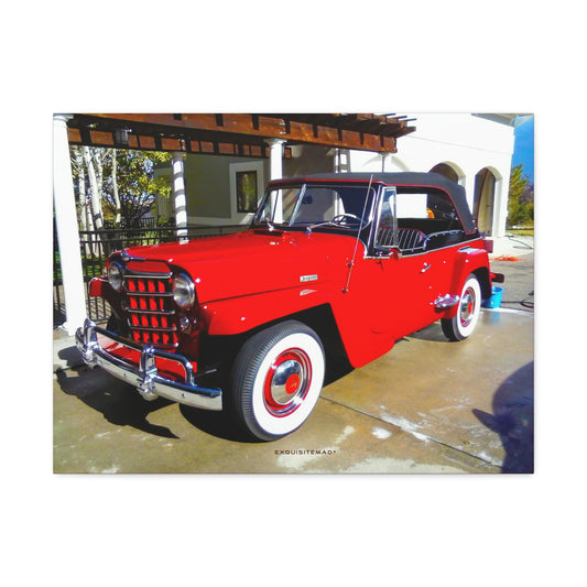 EXQUISITEMAD Classic Vintage Jeepster Satin Canvas, Stretched