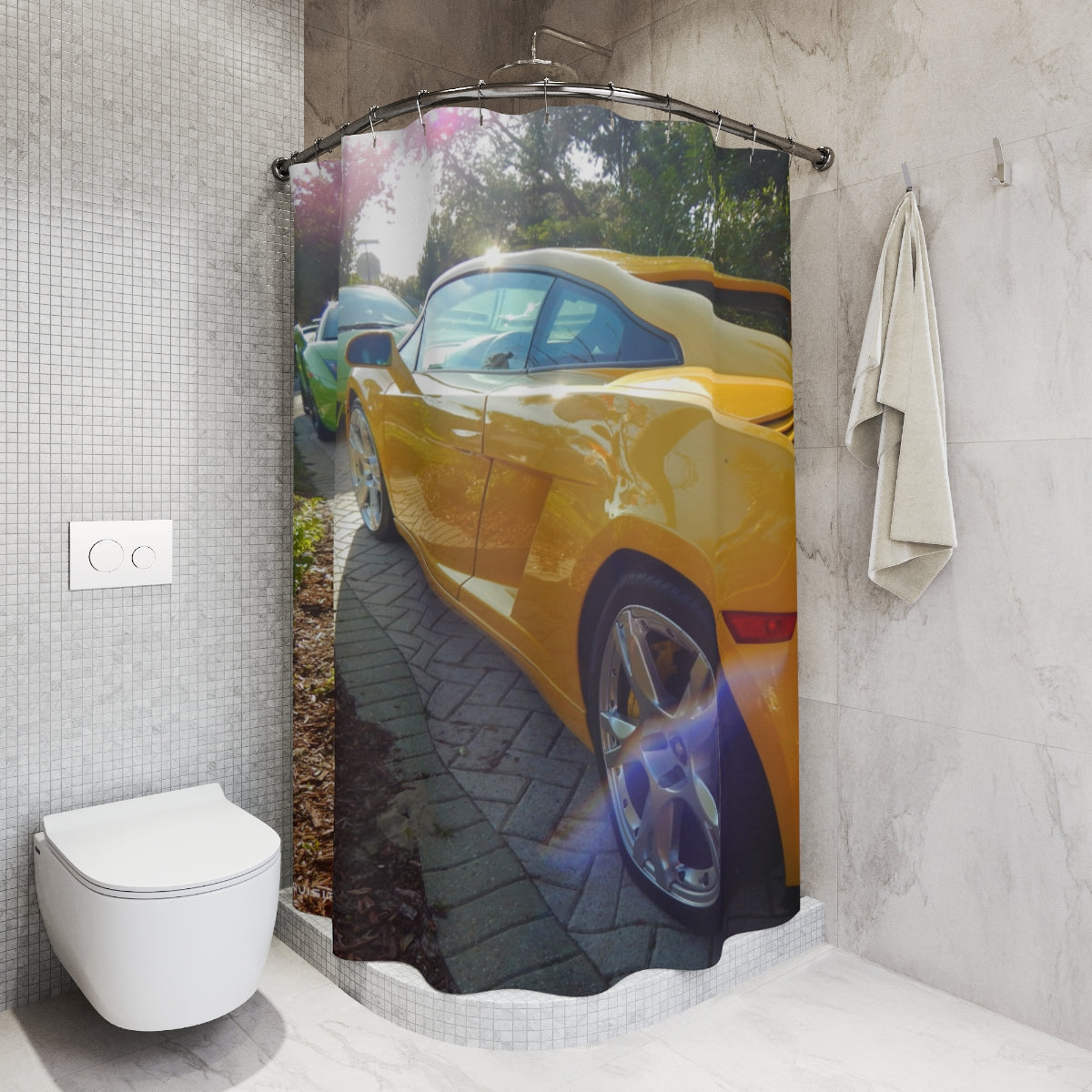 EXQUISITEMAD  Lemon & Lime Polyester Shower Curtain