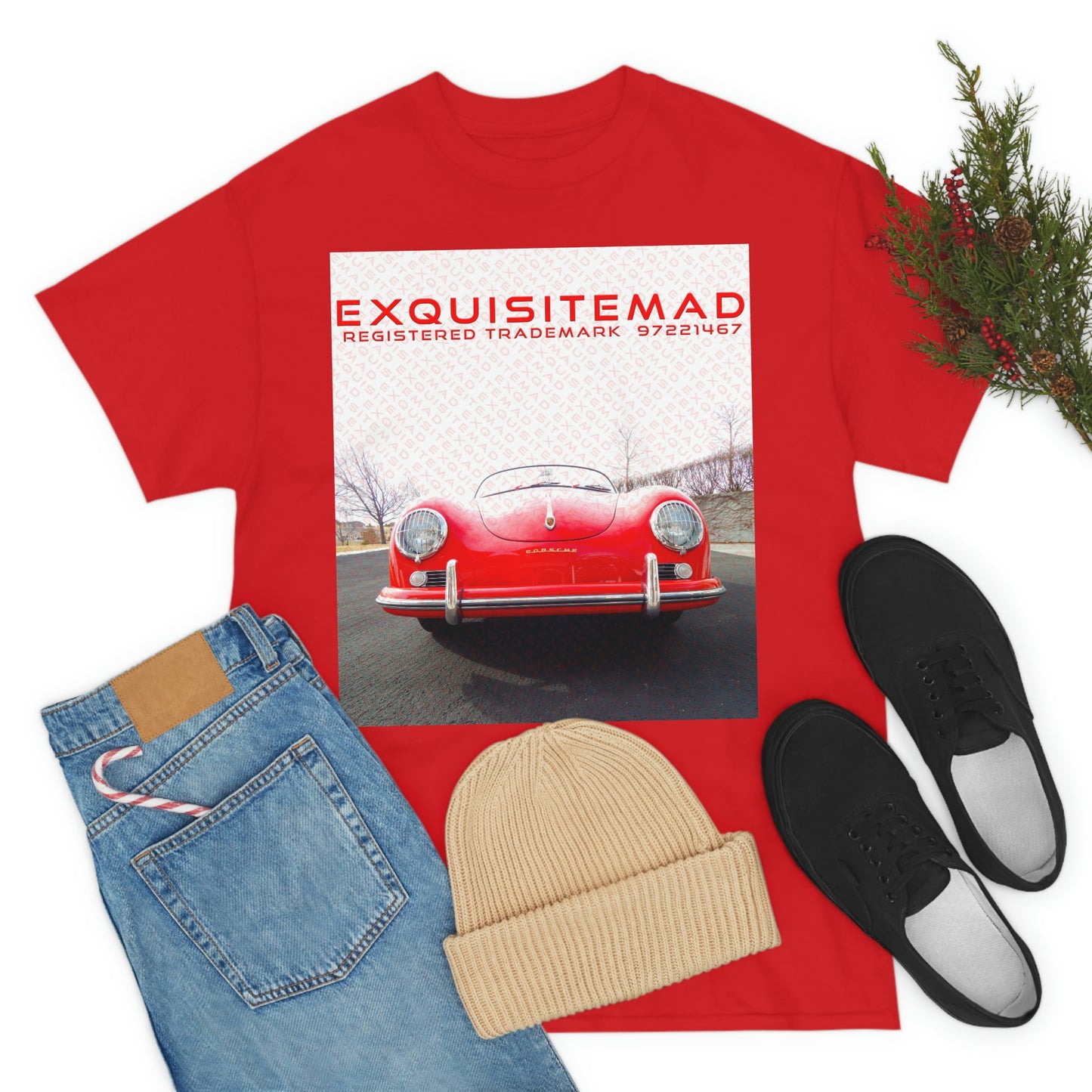 EXQUISITEMAD  Trademark - Classic Porsche Speedster T-Shirt Unisex Heavy Cotton Tee