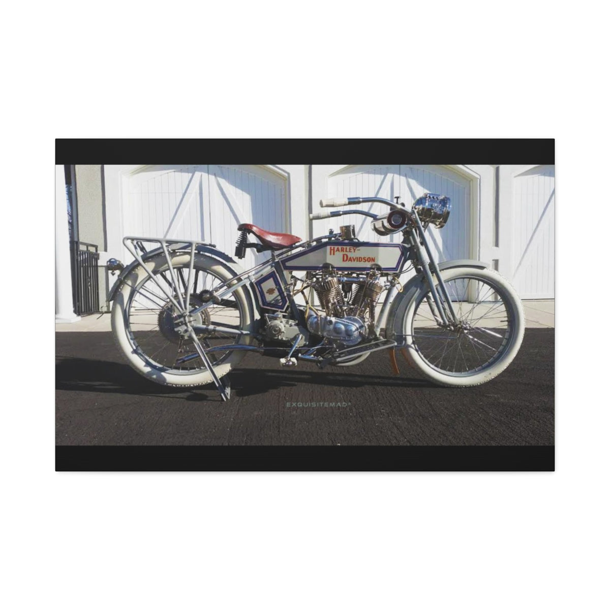 EXQUISITEMAD Classic Antique Harley Davidson   Satin Canvas, Stretched