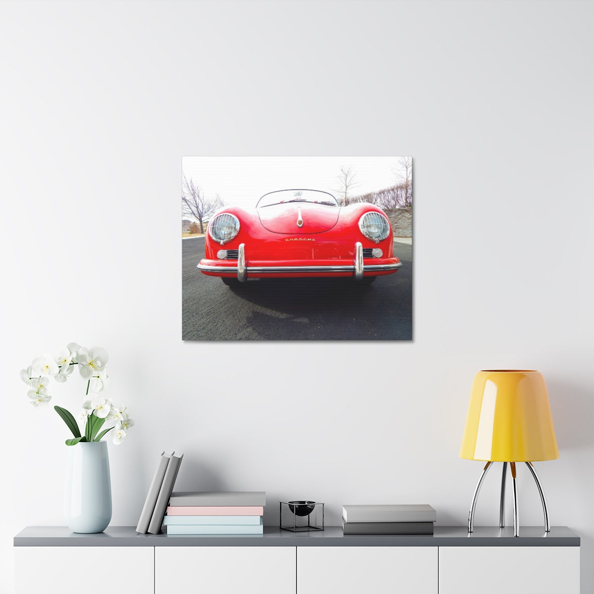 EXQUISITEMAD Classic Antique Porsche Speedster Satin Canvas, Stretched