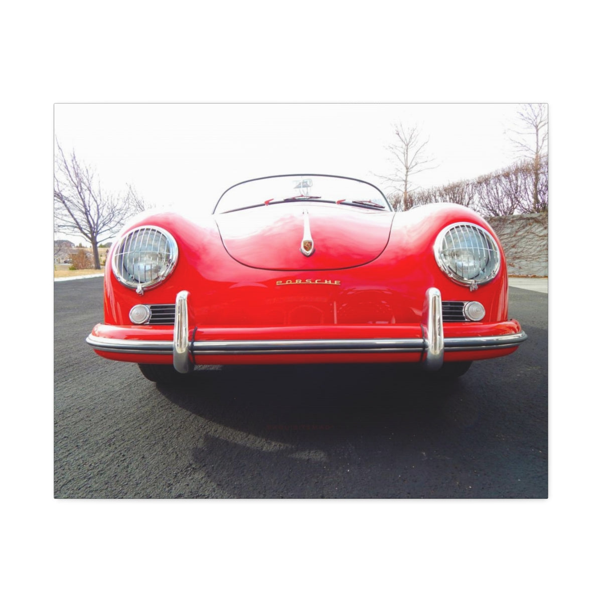 EXQUISITEMAD Classic Antique Porsche Speedster Satin Canvas, Stretched