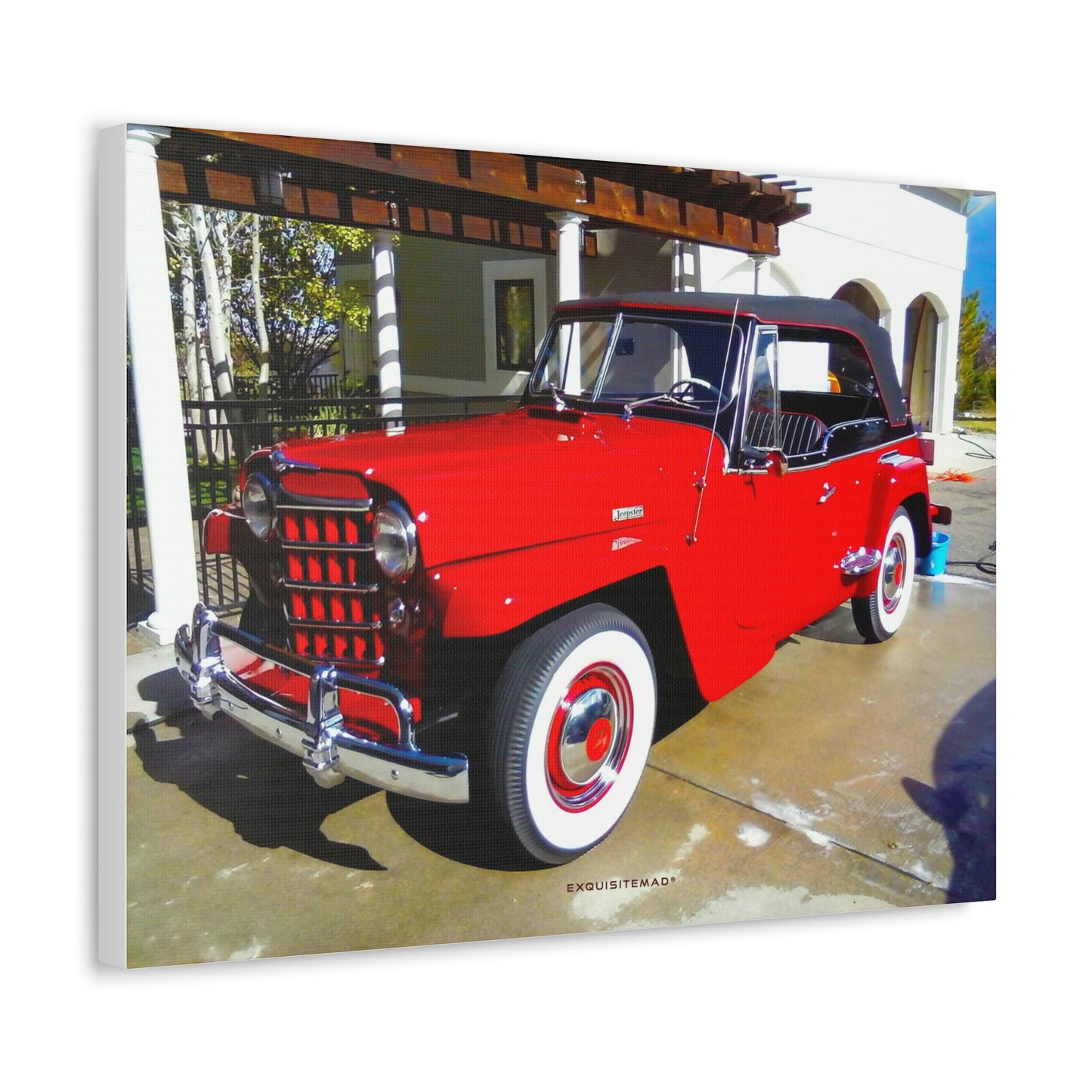 EXQUISITEMAD Classic Vintage Jeepster Satin Canvas, Stretched