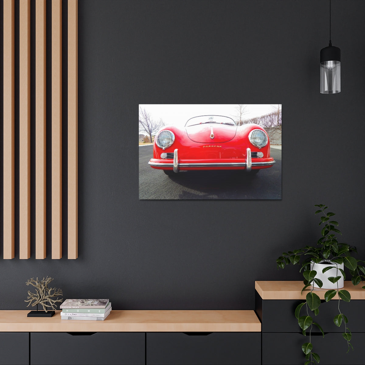 EXQUISITEMAD Classic Antique Porsche Speedster Satin Canvas, Stretched